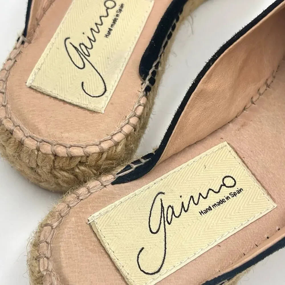 Gaimo Anthropologie Rolling Flatform Espadrilles Slip On Size 37 - 6.5 Black